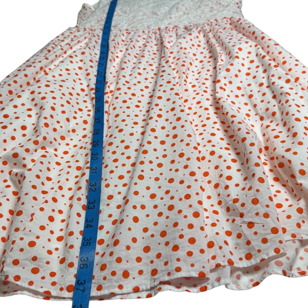 Cato Womens Orange Polka Dot Cotton Dress Lace Back Pintuck Pockets Size 12 - Picture 9 of 9